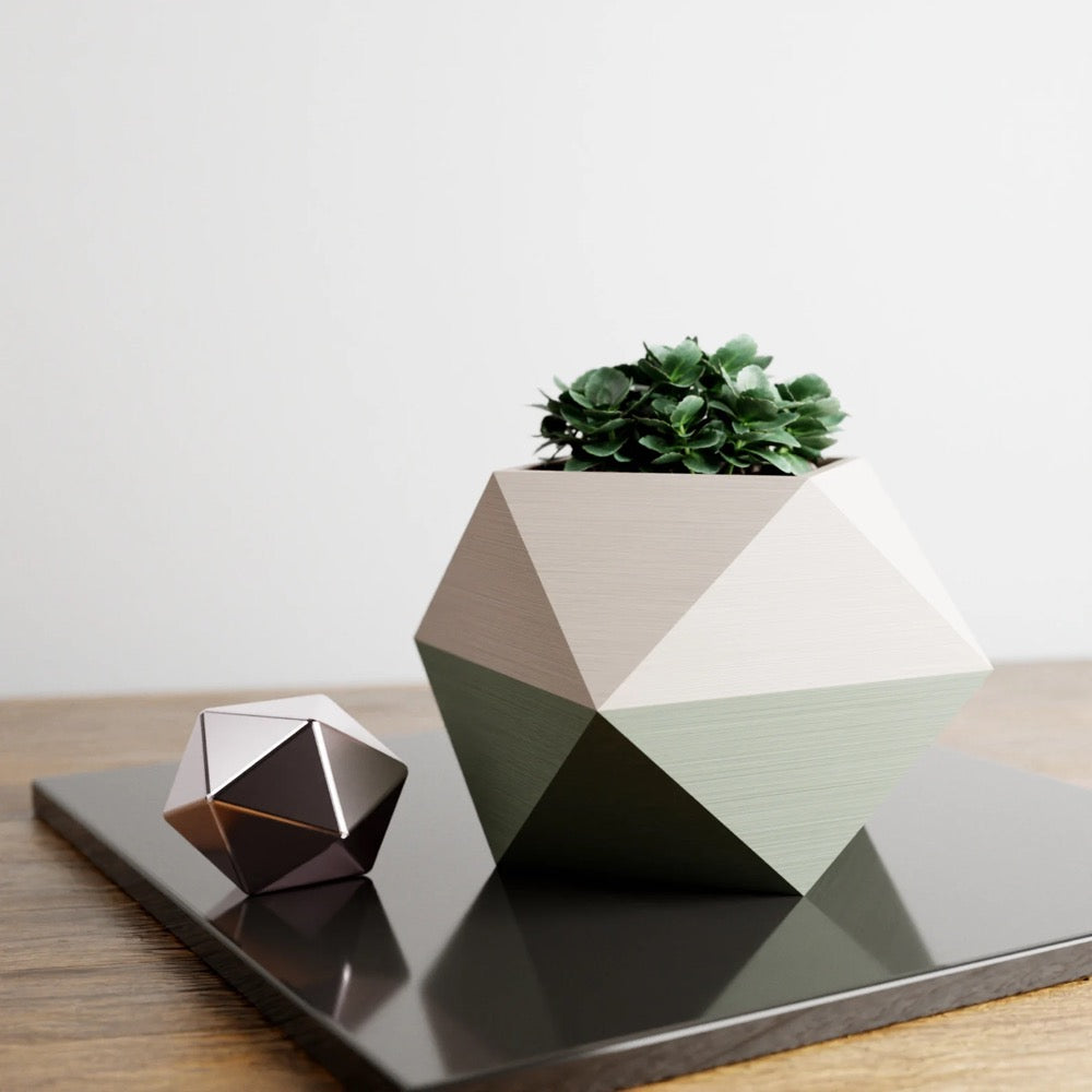Wood Square Planter Two Toned Multicolor Plant Pot with Drainage & Saucer For Houseplants, 4 Colors Pottery, Small to Large