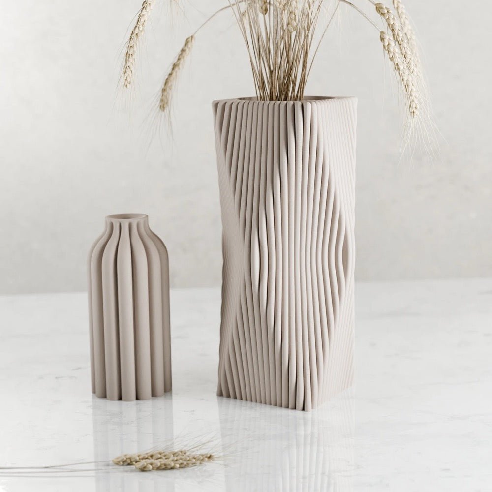 Matte Black Vase "TIDE" Modern & Minimalist 3D Printed Vase for Fresh or Dried Flowers and Decor Gift for Home Plant Lover 10 Inch Vase