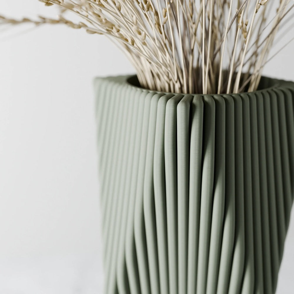 Matte Black Vase "TIDE" Modern & Minimalist 3D Printed Vase for Fresh or Dried Flowers and Decor Gift for Home Plant Lover 10 Inch Vase