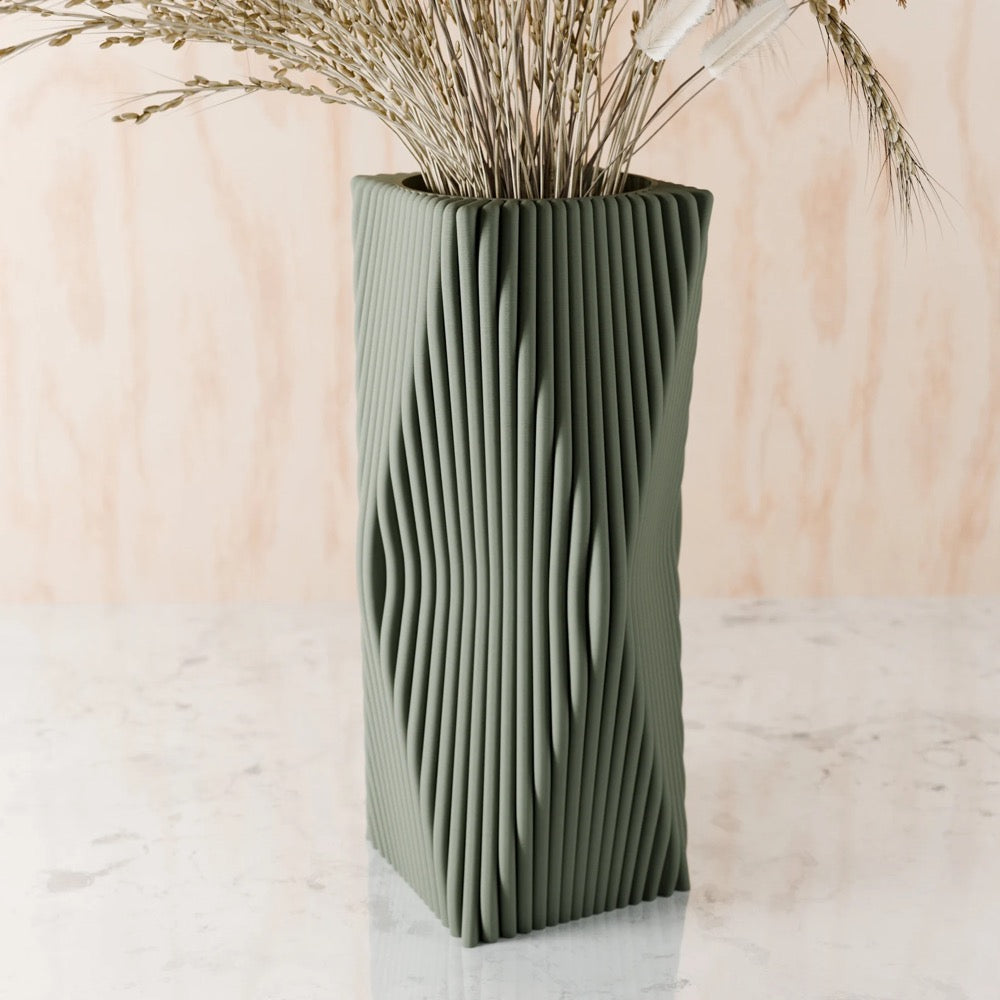 Matte Black Vase "TIDE" Modern & Minimalist 3D Printed Vase for Fresh or Dried Flowers and Decor Gift for Home Plant Lover 10 Inch Vase