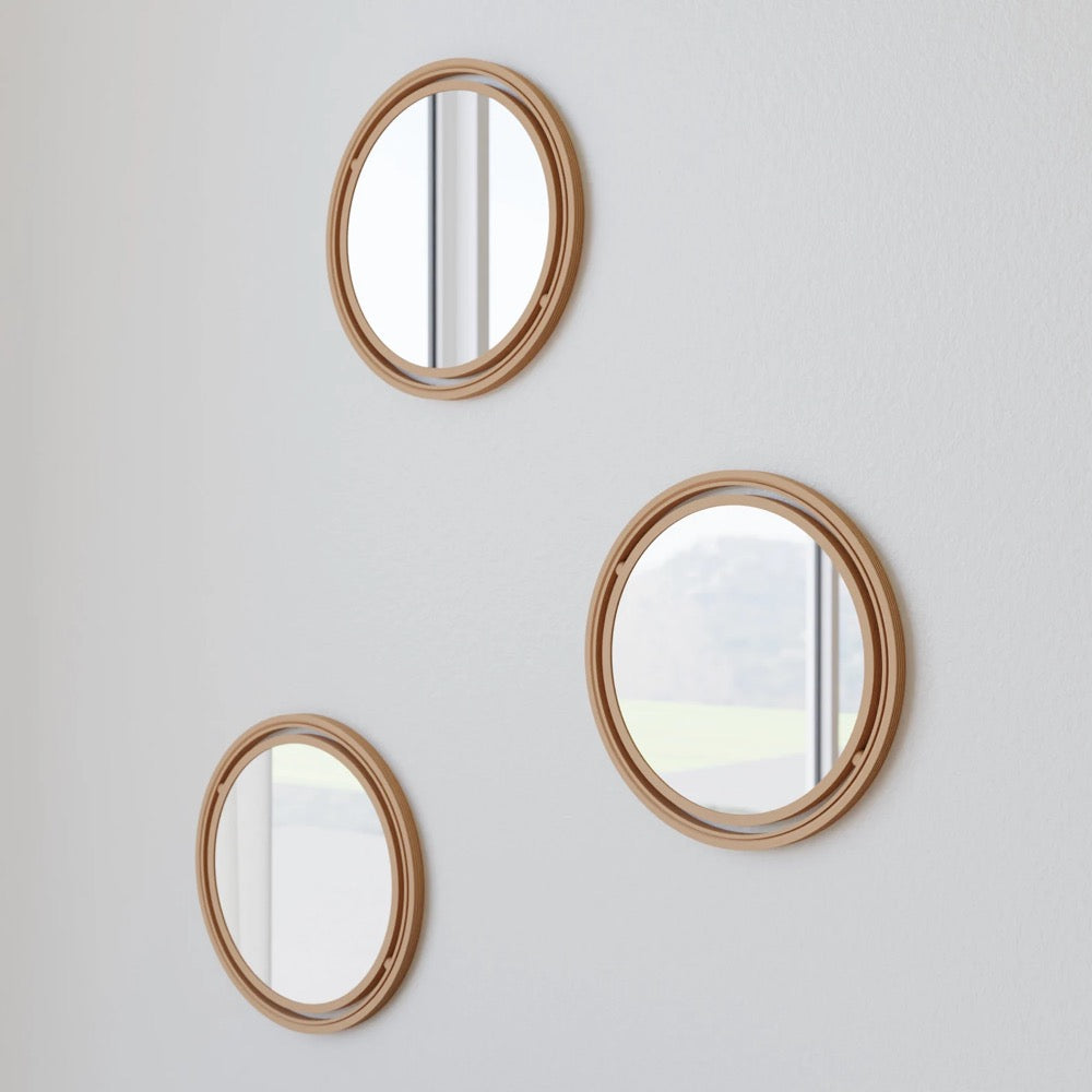 Set of 3 Modern Round Wall Mirrors – Minimalist Frame, Decorative Accent for Living Room, Bedroom, or Entryway, Handcraft Housewarming Gift